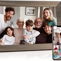 Smart and Stylish: Canupdog 10.1 WiFi Digital Photo Frame with Touch Screen, Motion Sensor and 16GB Storage for easy photo sharing.