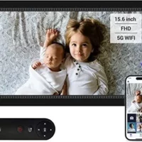 15.6 WiFi Digital Picture Frame: Full HD IPS Touchscreen, Remote Control, Wall Mountable. Share Photos and Videos Easily Via APP.
