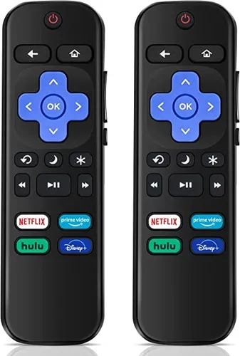 High-Quality 2 PCS Remote Control for Roku TV - Compatible with TCL, Hisense, Sharp, Onn, Insignia, and more. Includes Netflix, Disney+, Hulu, Prime Video buttons. Not for Roku Stick and Box.