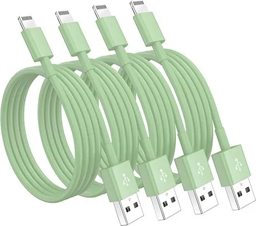 4-Pack Apple MFi Certified Charging Cables 10ft for Fast iPhone & iPad Charging - Green
