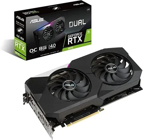 ASUS Dual GeForce RTX 3070 V2 Gaming Graphics Card - 8GB GDDR6, PCIe 4.0, LHR, Axial-tech Fans, Dual BIOS, Protective Backplate.