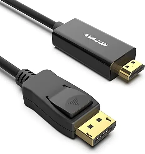 AVACON DisplayPort to HDMI 6ft Gold-Plated Cable - Male to Male Black Adapter