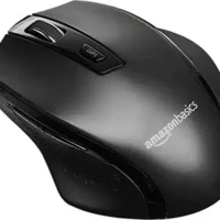 Ergonomic Wireless Mouse by Amazon Basics - Adjustable DPI - Black.