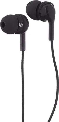 Premium Black Earbuds: Amazon Basics In-Ear Wired Headphones with Mic
