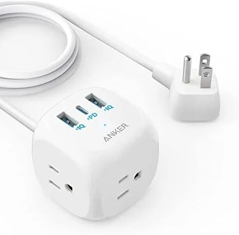 Anker 20W USB C Power Strip with 3 Outlets and USB C Charging, TUV Listed for Home, Office, and Travel