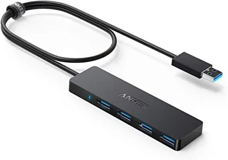 Anker Ultra-Slim 4-Port USB 3.0 Hub with Extended Cable for Mac, PC, and More