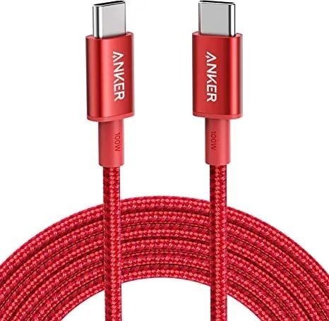 Fast charge your devices with Anker's 100W USB C Cable - 10ft Nylon Type C Charging Cable for MacBook Pro, iPad, Galaxy, Pixel and more (Red)