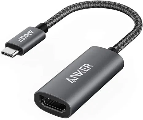 Portable Aluminum USB-C to HDMI Adapter for 4K@60Hz display on MacBook Pro, iPad Pro, Pixelbook, XPS, Galaxy, and more by Anker.
