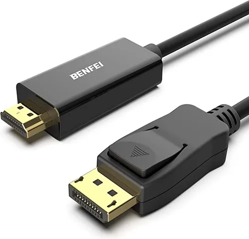 High-quality 15ft DisplayPort to HDMI cable with gold-plated male-to-male adapter for Lenovo, HP, ASUS, Dell, and more.