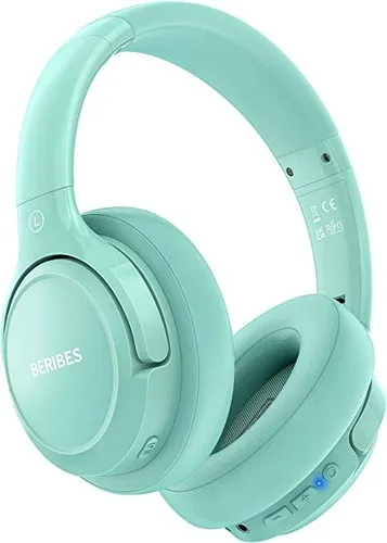 Wireless Over-Ear Bluetooth Headphones - BERIBES 65H Playtime, HiFi Stereo, Deep Bass (Green)