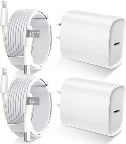 Certified MFi Fast Charger for iPhone 14/13/12/11 with 10ft Lightning Cable and 20W USB C Charger Block for iPhone/iPad