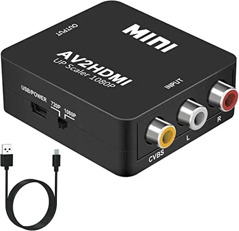 DIGITNOW! RCA to HDMI Converter - 1080P Mini Composite CVBS AV to HDMI Video Audio Adapter for PC, Xbox, PS4, TV, VHS, Blu-Ray, and more.