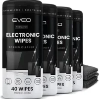 Electronic wipes for streak-free cleaning - 4 pack x 40 wipes. Ideal for TV screens, smart devices, and electronics - with microfiber cloth.