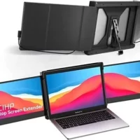 FICIHP Triple Screen Laptop Monitor: 12 portable display with Type-C/HDMI/USB-A ports. 1080P FHD IPS for 13-16 laptops. Compatible with Mac/Android/Switch.