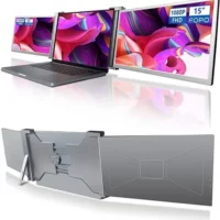 FOPO 15 Triple Portable Monitor for Dual Display - FHD 1080P HDR IPS, Compatible with 15-17 Laptop & Switch/Xbox, Win/MAC