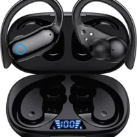 Wireless Earbuds with 48hrs Playback - IPX7 Waterproof - Over-Ear Stereo Bass - Sports/Workout/Gym - Black