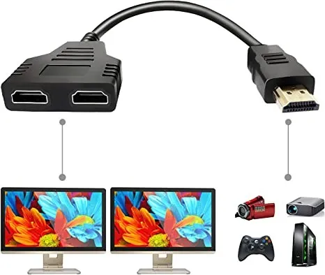 HDMI Splitter Cable - Connect Two TVs Simultaneously for HD, LED, LCD.
