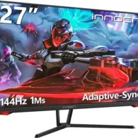 27-inch 1440P gaming monitor with 144Hz refresh rate, 1ms response time, G-Sync compatibility, and VESA mountable design.