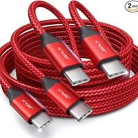 JSAUX USB C to USB C Cable - Fast Charging 60W, 2-Pack, Compatible with Samsung, MacBook, iPad, Pixel-Red