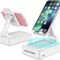 JTEMAN Portable Phone Stand with Speaker Bluetooth Wireless - Perfect Gift for Him/Her, White