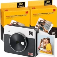 KODAK Mini Shot 3 Retro 4PASS Camera & Printer Bundle - White (68 sheets) - 3x3inches