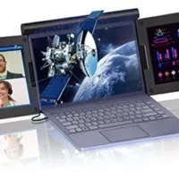 KPKUE 13.3' Type-C Triple Portable Monitor: Full HD screen extender for Windows laptops, easy plug and play, no drivers needed.