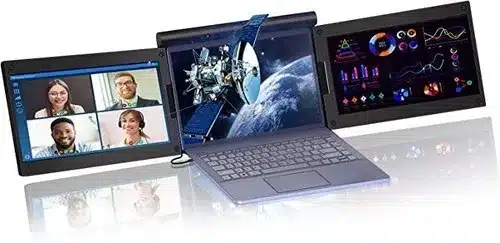 KPKUE 13.3' Triple Portable Monitor: FullHD screen extender for Windows laptops. One cable connect, plug and play, no driver required.