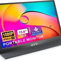 Upgrade your display with KYY Portable Monitor 15.6' 1080P FHD USB-C Laptop Monitor - Smart Cover, Dual Speakers, and more!