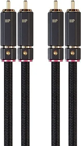 Monoprice RCA Stereo Audio Cable - 15ft - Black, Gold Connectors, Double Shielded, Copper Braided - Onix Series