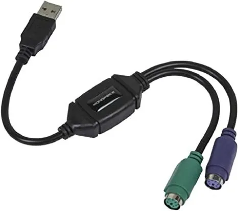 Monoprice PS/2 Keyboard/Mouse to USB Converter Adapter, Black (110934) - Easy Connection for Legacy Devices