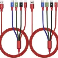 Fast 4-in-1 Multi Charging Cable [2Pack 6Ft] for Cell Phones, Tablets and More - IP/Type C/Micro USB Ports Included