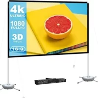 Portable 100 Inch Projector Screen with Quadrupod Stand for Outdoor Movies - 4K HD, 16:9 Ratio, Carrying Bag Included