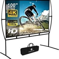 Portable HD 4K 100 Movie Screen with Stand: Indoor/Outdoor Double Sided Projection for Home Theater.