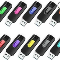 RAOYI 10 Pack 32GB USB 3.0 Flash Drives in 10 Mixed Colors - Retractable Design for Easy Use and Data Storage Backup on PC and Mac.