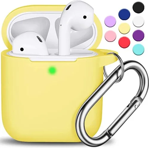 R-fun AirPods Case Cover: Stylish Silicone Protection with Keychain - Yellow.