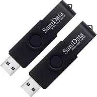SamData 16GB USB Flash Drives - 2 Pack Black: Reliable Memory Stick with LED Light for Storage and Backup.