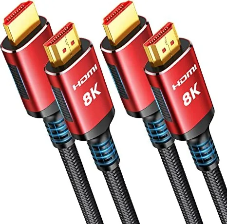 High Speed 8K HDMI Cable - Snowkids 2-Pack - PS5, PS4, UHD TV and PC Compatible