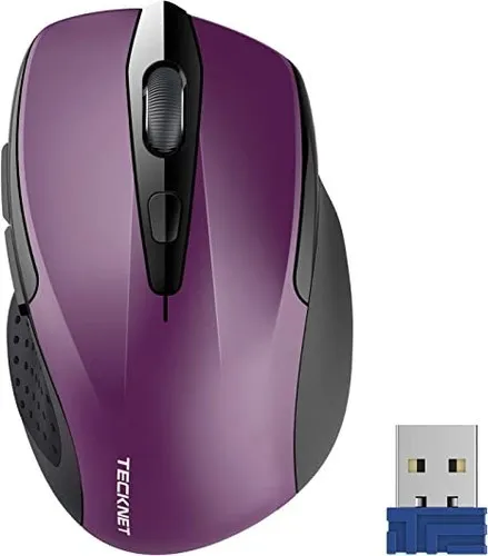 TECKNET Wireless Mouse, 2.4G Ergonomic Optical Mouse for Laptop, PC, Chromebook - 6 Buttons, 24 Month Battery Life, 2600 DPI.