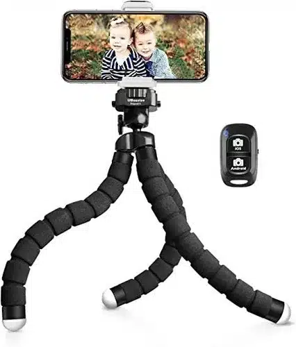 High-quality UBeesize Tripod S with wireless remote shutter, compatible with iPhone/Android Samsung, and GoPro/cell phone mini tripod.