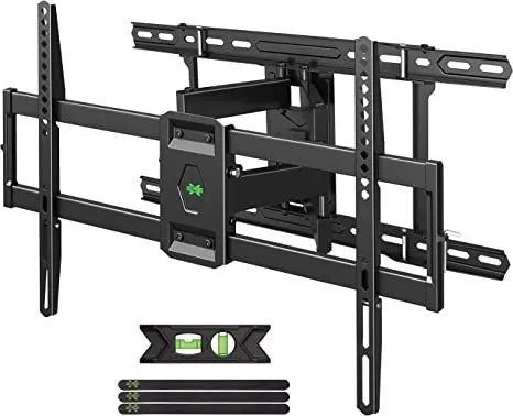 Full motion TV wall mount for 42-80 TVs, UL Listed, dual articulating arms, fits 16-24 studs, max VESA 600x400mm, 110lbs load.