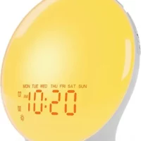 Kid-friendly Sunrise Alarm Clock with Dual Alarms, FM Radio, and Colorful Lights. Perfect Gift for Heavy Sleepers.