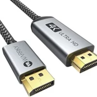 Warrky 4K DisplayPort to HDMI Cable Adapter: High-Speed Uni-Directional Cord for Dell, HP, Insignia, Samsung.