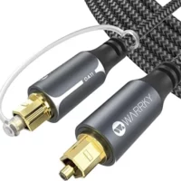 High-quality Warrky Optical Audio Cable with Braided Design, Slim Metal Case, and Gold Plated Plug. Perfect for Sound Bars, TVs, and Popular Brands.