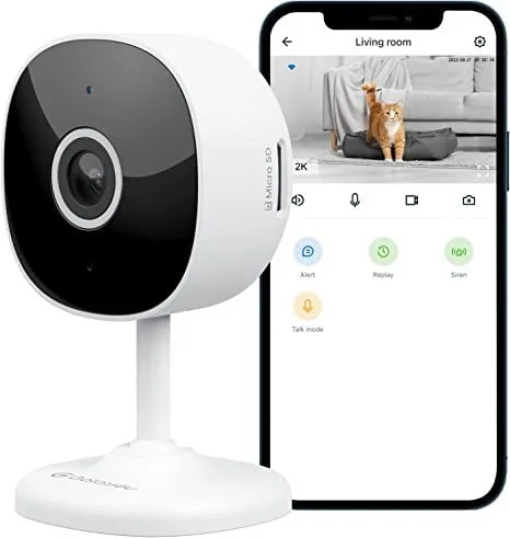 Galayou's WiFi Camera 2K: Indoor Security for Baby/Elder/Dog/Pet with Phone App, Alexa & Google Home. 24/7 SD Card Storage.