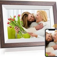 10.1 Inch WiFi Smart Digital Picture Frame - Share Photos & Videos Anywhere with Free Frameo APP (Brown Wood Frame)
