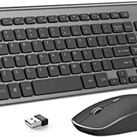 Wireless Keyboard and Mouse Set, J JOYACCESS - Ergonomic, Slim, and Reliable for Windows, PC, Laptop, Tablet - Black Grey.