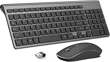 Wireless Keyboard and Mouse Set, J JOYACCESS - Ergonomic, Slim, and Reliable for Windows, PC, Laptop, Tablet - Black Grey.