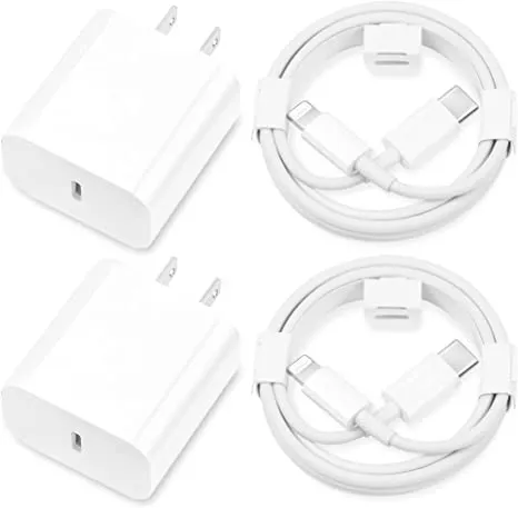 Fast charge your iPhone with Apple MFi certified 20W Type C charger and 6FT USB C to Lightning cable - 2Pack bundle.