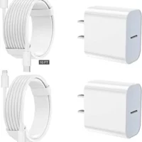 Fast charging iPhone charger kit with Apple MFi certification - 2 pack Type C wall charger block and long USB C to lightning cable.