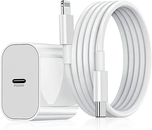 Apple MFi Certified 20W Wall Charger with 6ft USB C to Lightning Cable - Fast Charge iPhone 14 Pro Max/13 Pro/12 Mini/11,iPad